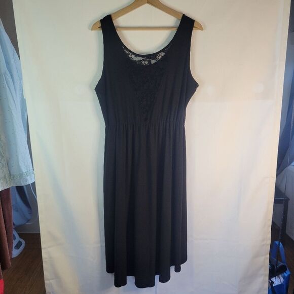 Ellen Parker Black Lace Insert Sleeveless Dress - Picture 5 of 11